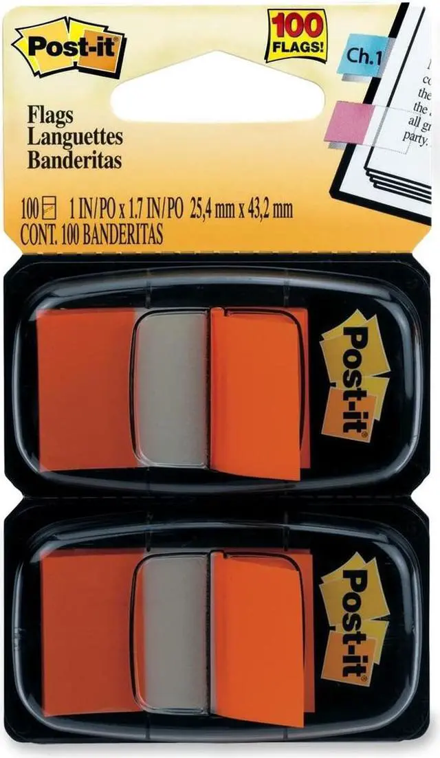 Alt view image 12 of 20 - 3M 680OE2 Standard Tape Flags in Dispenser Orange 100 Flags per Dispenser