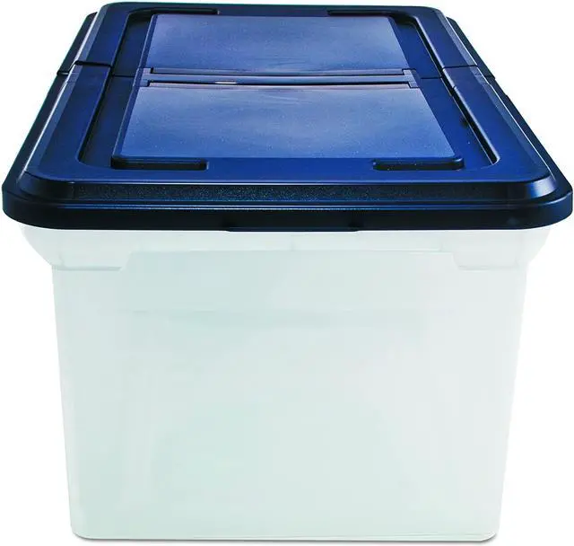 Alt view image 7 of 11 - Advantus 55797 File Tote Storage Box with Lid   Letter  Plastic  Clear/Navy