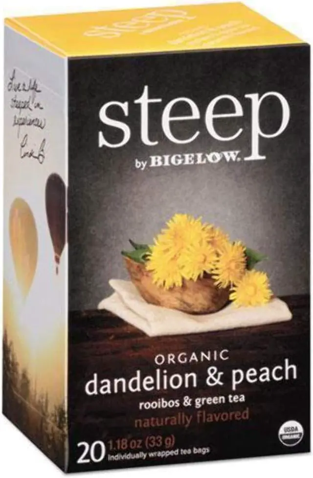 Alt view image 6 of 11 - Bigelow 17715 Steep Tea, Dandelion & Peach, 1.18 Oz Tea Bag, 20/Box