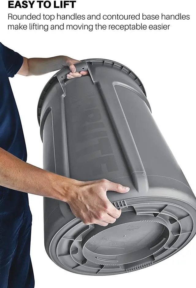 Alt view image 11 of 15 - Rubbermaid Commercial Brute Round Cont 20Gal 22-1/2"x19-3/8'x35-7/8" Gray