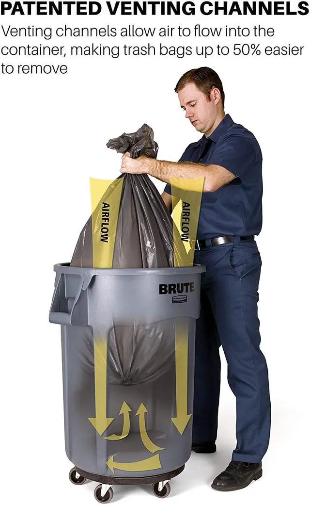 Alt view image 12 of 15 - Rubbermaid Commercial Brute Round Cont 20Gal 22-1/2"x19-3/8'x35-7/8" Gray