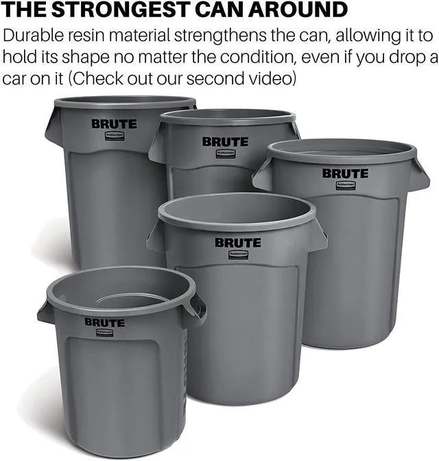 Alt view image 13 of 15 - Rubbermaid Commercial Brute Round Cont 20Gal 22-1/2"x19-3/8'x35-7/8" Gray