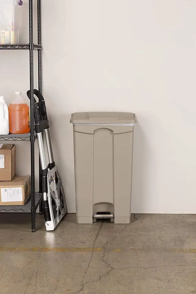 Alt view image 14 of 16 - Large Capacity Plastic Step-On Receptacle, 17gal, Tan
