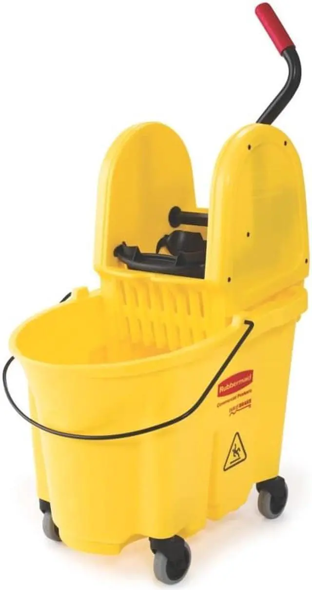 Alt view image 4 of 10 - Rubbermaid Yellow Polypropylene Mop Bucket and Wringer, 8-3/4 gal. FG757788YEL