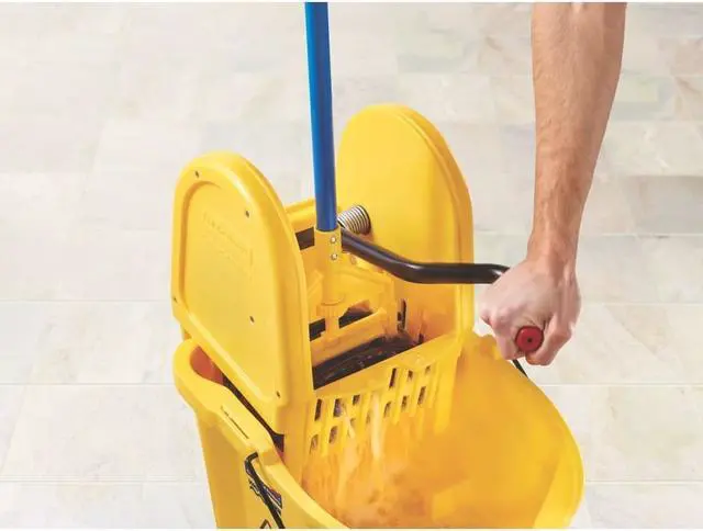 Alt view image 6 of 10 - Rubbermaid Yellow Polypropylene Mop Bucket and Wringer, 8-3/4 gal. FG757788YEL
