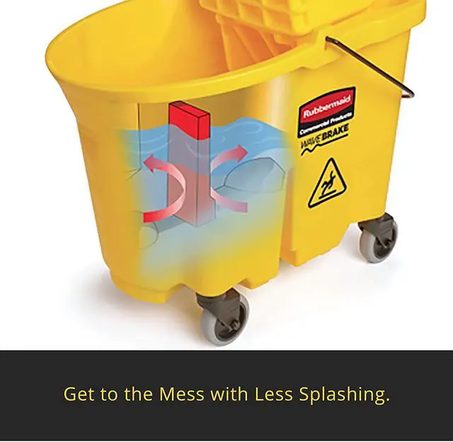 Alt view image 7 of 10 - Rubbermaid Yellow Polypropylene Mop Bucket and Wringer, 8-3/4 gal. FG757788YEL