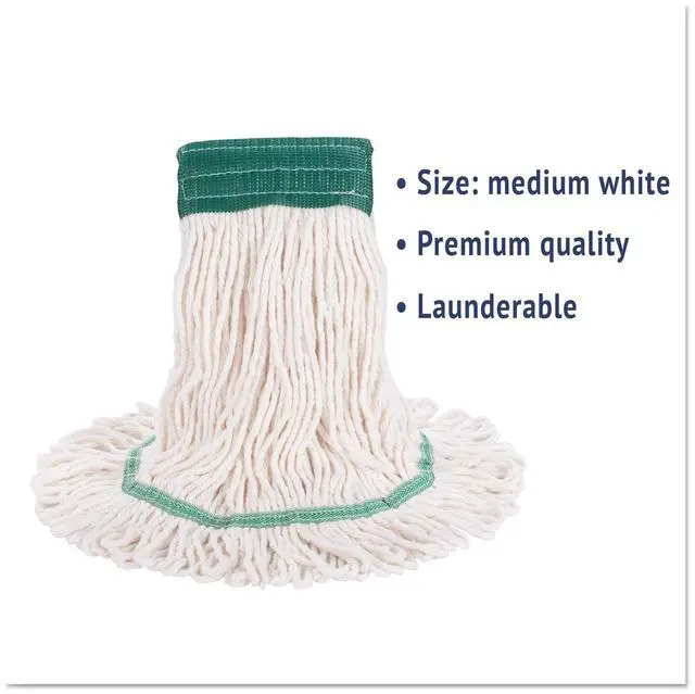 Alt view image 4 of 14 - Boardwalk Super Loop Wet Mop Head Cotton/Synthetic Medium Size White 12/Carton