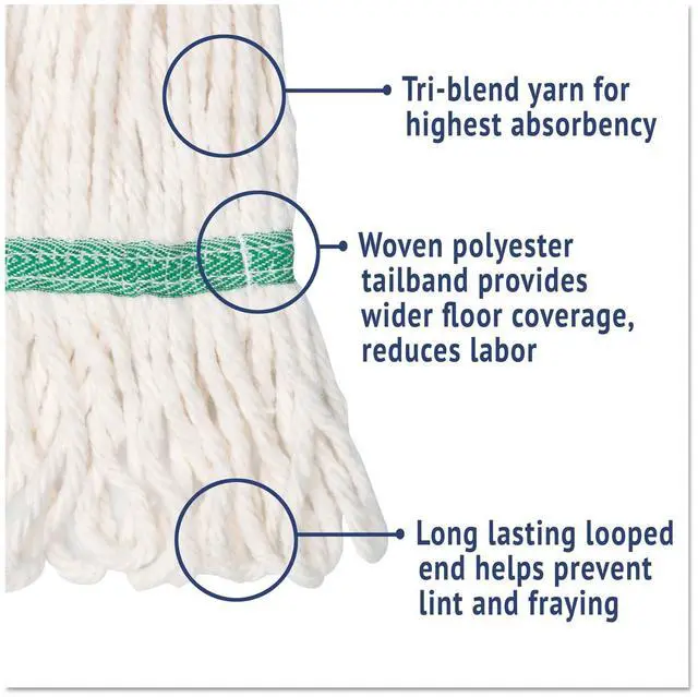Alt view image 5 of 14 - Boardwalk Super Loop Wet Mop Head Cotton/Synthetic Medium Size White 12/Carton