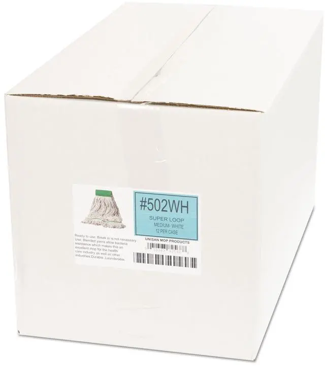 Alt view image 8 of 14 - Boardwalk Super Loop Wet Mop Head Cotton/Synthetic Medium Size White 12/Carton