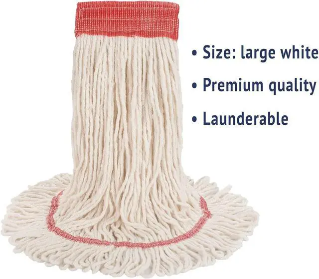 Alt view image 4 of 20 - Boardwalk Super Loop Wet Mop Head Cotton/Synthetic Large Size White 12/Carton