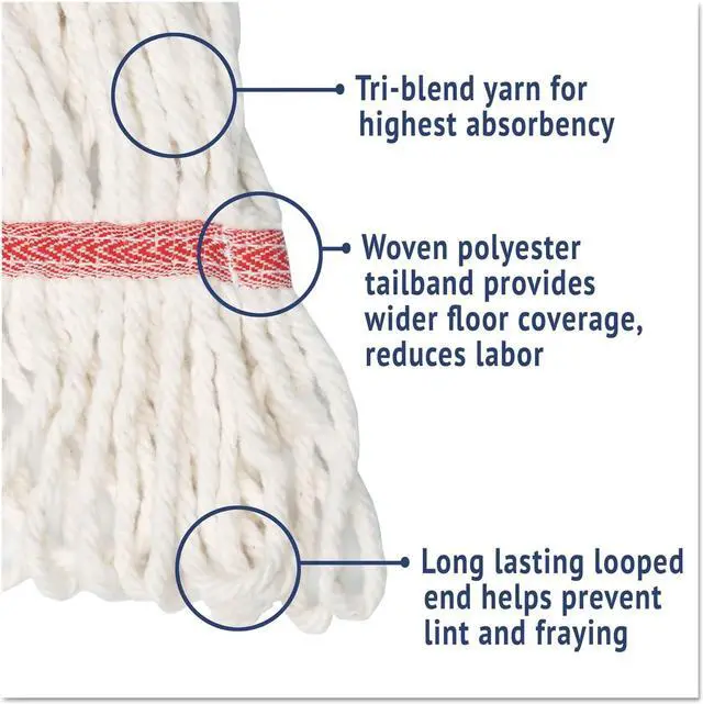 Alt view image 5 of 20 - Boardwalk Super Loop Wet Mop Head Cotton/Synthetic Large Size White 12/Carton