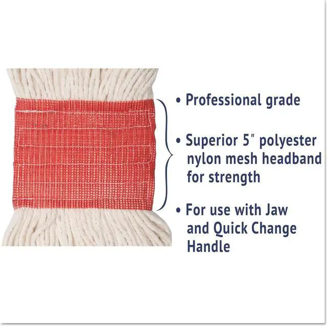 Alt view image 6 of 20 - Boardwalk Super Loop Wet Mop Head Cotton/Synthetic Large Size White 12/Carton