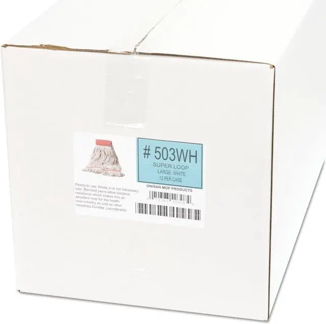 Alt view image 8 of 20 - Boardwalk Super Loop Wet Mop Head Cotton/Synthetic Large Size White 12/Carton