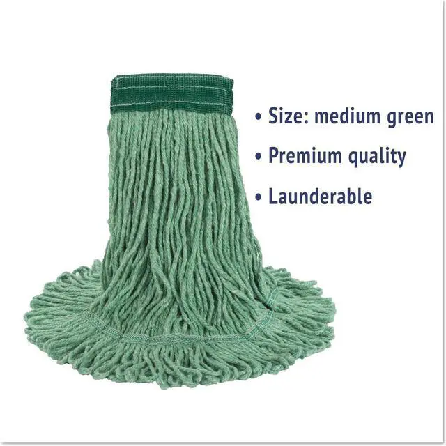 Alt view image 11 of 15 - Boardwalk BWK502GNCT Super Loop Wet Mop Head, Cotton/Synthetic, Medium Size, Green, 12/Carton