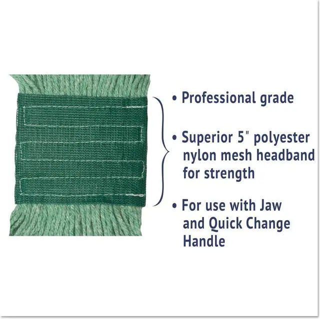 Alt view image 13 of 15 - Boardwalk BWK502GNCT Super Loop Wet Mop Head, Cotton/Synthetic, Medium Size, Green, 12/Carton