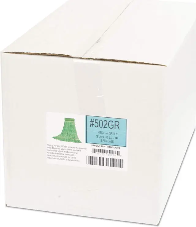 Alt view image 15 of 15 - Boardwalk BWK502GNCT Super Loop Wet Mop Head, Cotton/Synthetic, Medium Size, Green, 12/Carton