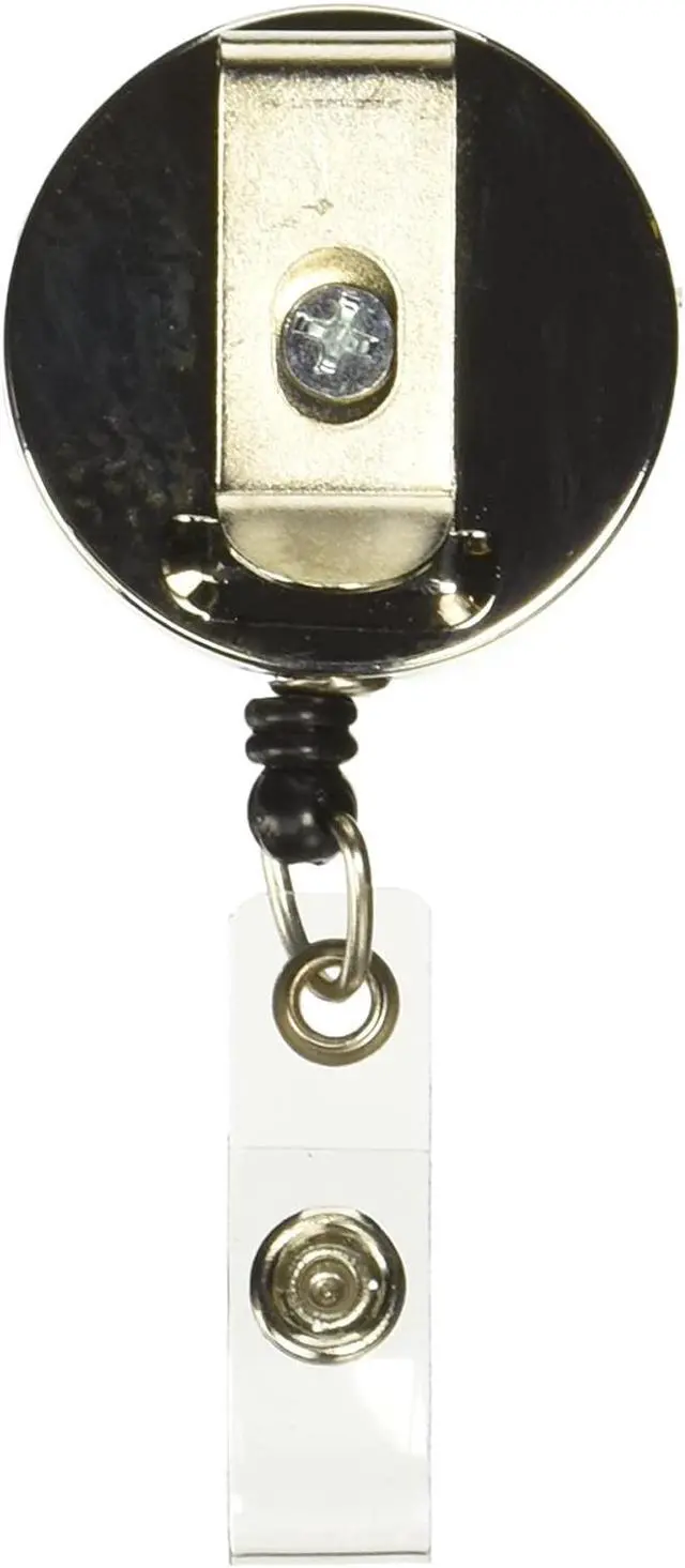 Alt view image 16 of 20 - Baumgartens Large ID Badge Reel Hvy-Duty Cord/Clip 30" Black/Chrome 68814
