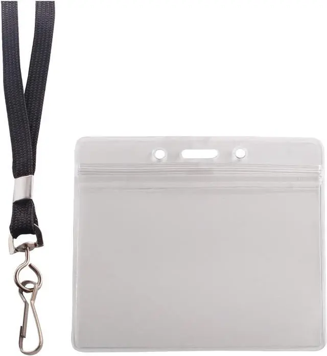 Alt view image 8 of 14 - Advantus ID Holder/Lanyard Combo Pack - Horizontal - Vinyl - 20 / Pack - Black/Clear  AVT91132