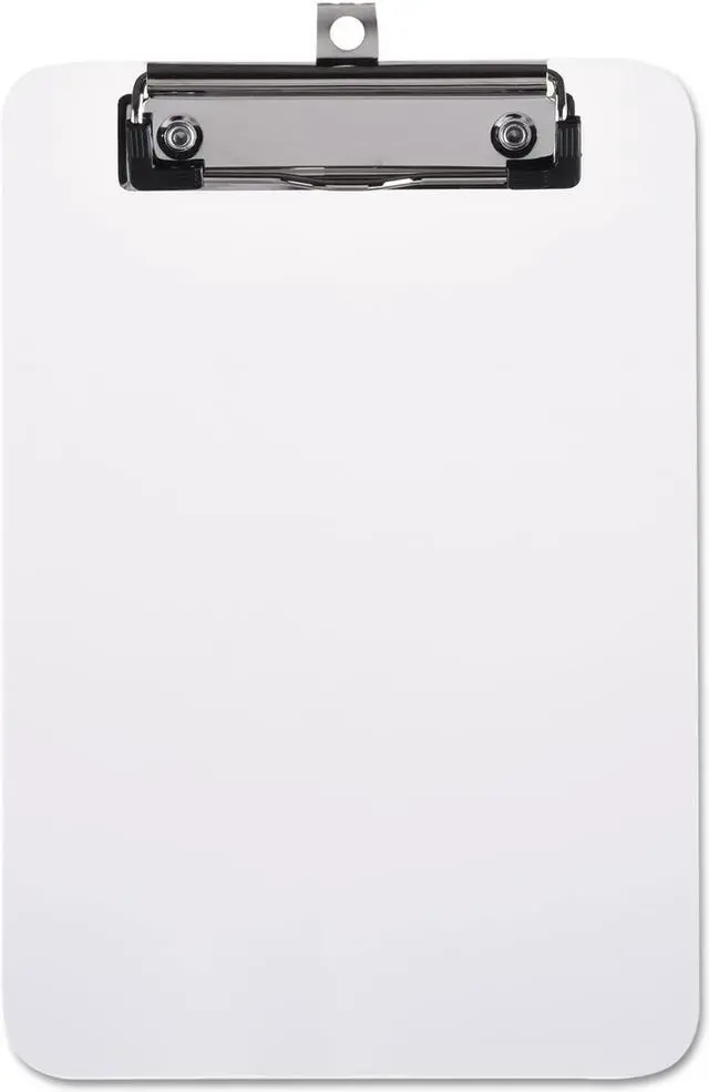 Alt view image 2 of 5 - Universal 40312 Plastic Clipboard With Low Profile Clip, 1/2 Inch Capacity, Holds 5 X 8, Clear