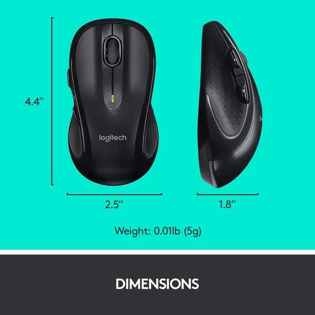 Alt view image 5 of 7 - Logitech M510 Wireless Computer Mouse – Comfortable Shape with USB Unifying Receiver, with Back/Forward Buttons and Side-to-Side Scrolling, Dark Gray