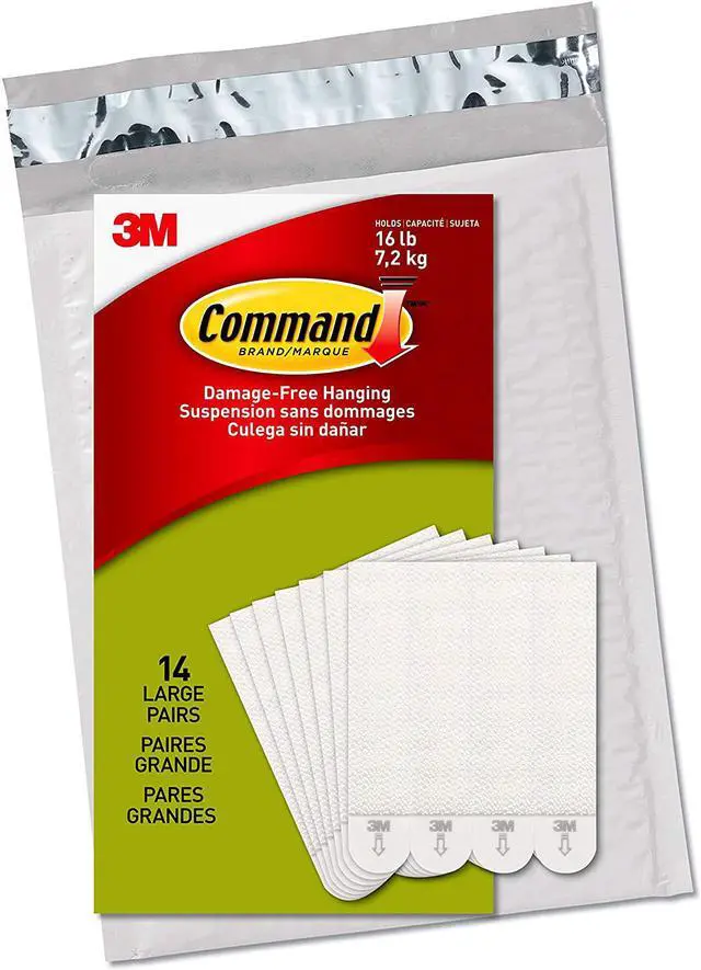 Main image of Command Large Picture Hanging Strips Heavy Duty, White, Holds up to 16 lbs, 14-Pairs
