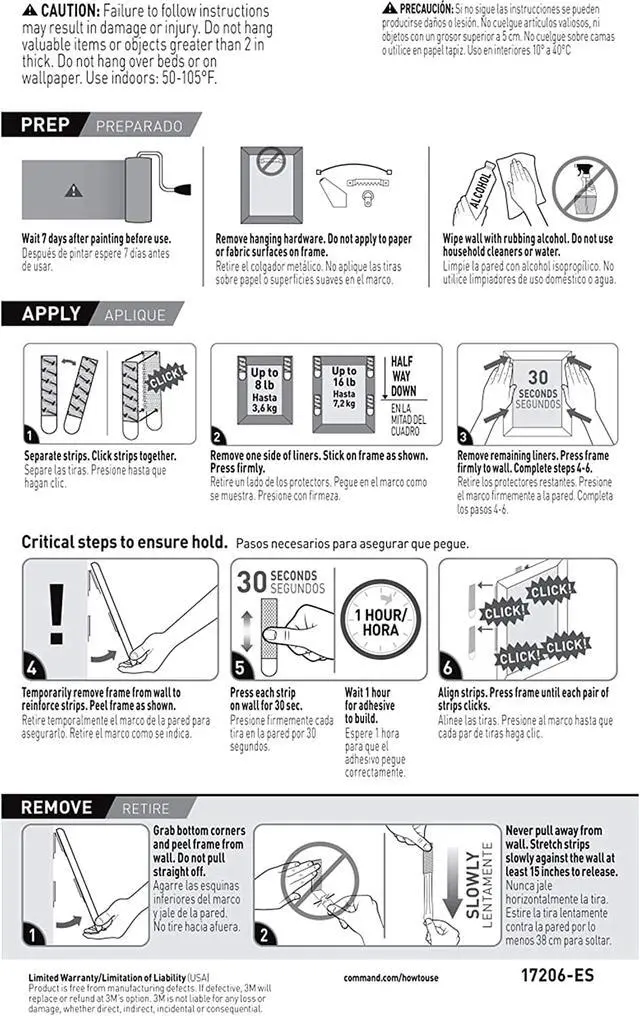 Alt view image 7 of 7 - Command Large Picture Hanging Strips Heavy Duty, White, Holds up to 16 lbs, 14-Pairs