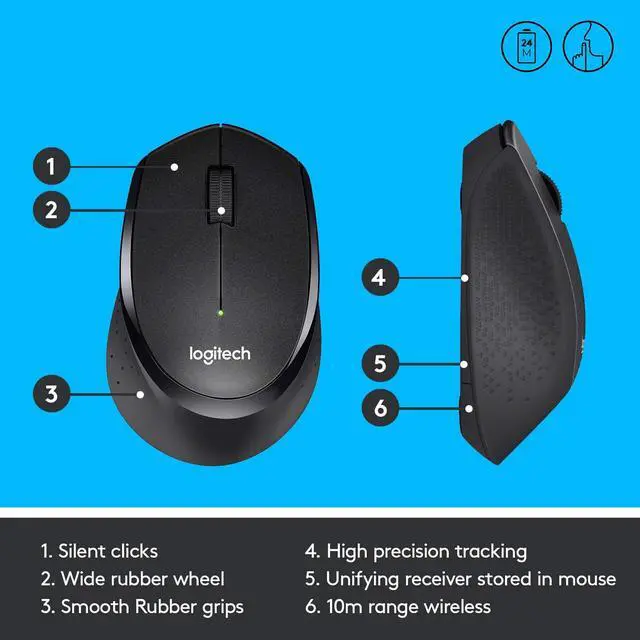 Alt view image 5 of 7 - Logitech M330 Silent Plus Wireless Mouse, Black
