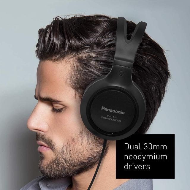 Panasonic Lightweight Long-Cord Headphones – RP-HT161-K (Black)