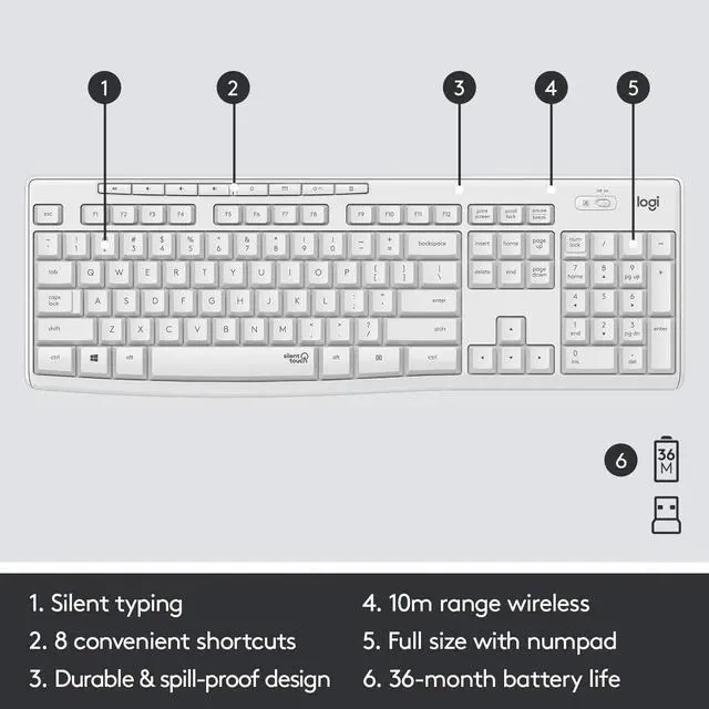 Alt view image 6 of 7 - Logitech MK295 Wireless Mouse & Keyboard Combo with SilentTouch Technology.