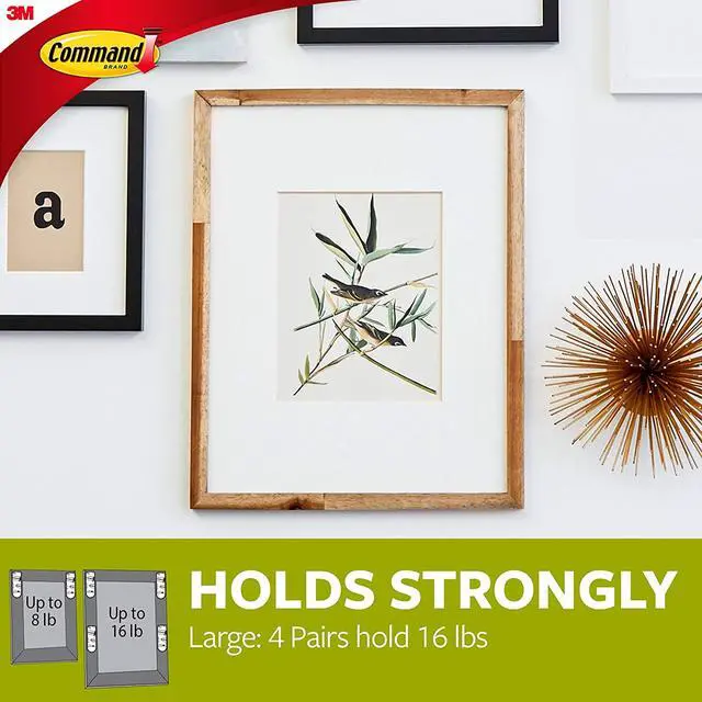 Alt view image 4 of 7 - Command Large Picture Hanging Strips, Heavy Duty, Black, Holds up to 16 lbs, 14-Pairs