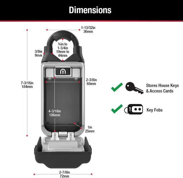 Alt view image 3 of 7 - Master Lock Portable Lock Box with Adjustable Shackle, 5420D 6 Key Capacity