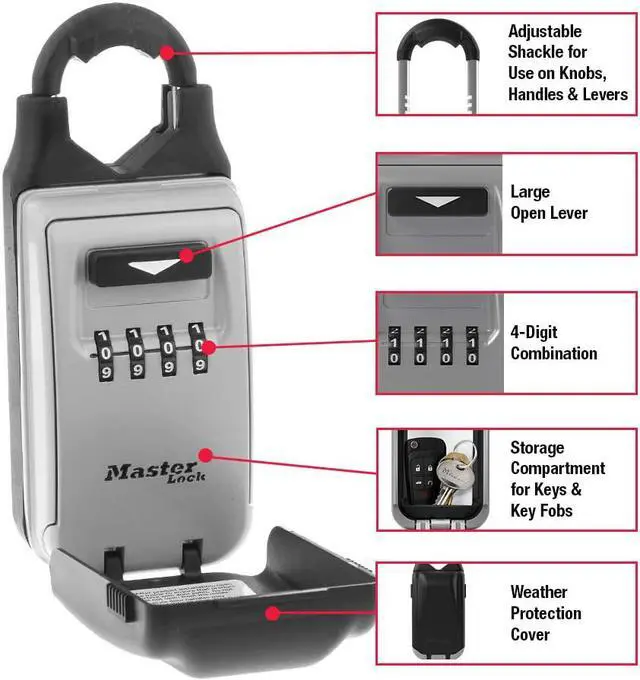Alt view image 2 of 7 - Master Lock Portable Lock Box with Adjustable Shackle, 5420D 6 Key Capacity