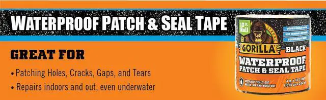 Alt view image 4 of 7 - Gorilla Waterproof Patch & Seal Tape 4" x 10' (10.16cm x 3.04m), Black, (Pack of 1)