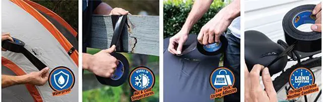 Alt view image 6 of 7 - Gorilla  Weather Tape, 1.88 in. x 25 yd (48 mm x 22.8 m) 1-Pack, Black