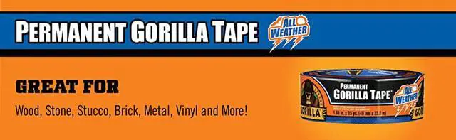 Alt view image 5 of 7 - Gorilla  Weather Tape, 1.88 in. x 25 yd (48 mm x 22.8 m) 1-Pack, Black