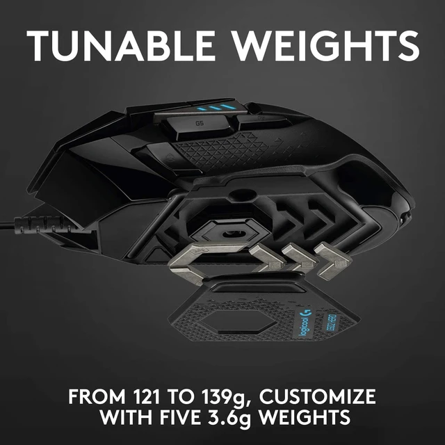 Alt view image 4 of 6 - Logitech G502 HERO High Performance Wired Gaming Mouse - Adjustable Weights - 11 Programmable Buttons