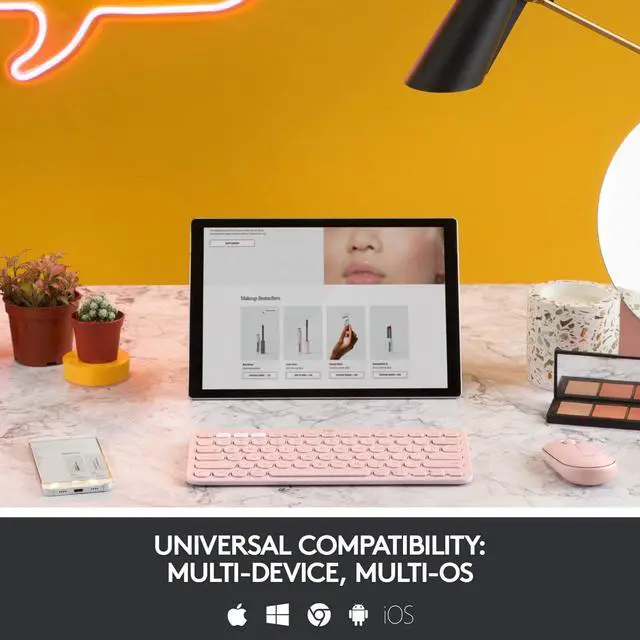 Alt view image 4 of 7 - Logitech K380 Multi-device Bluetooth Keyboard - Rose