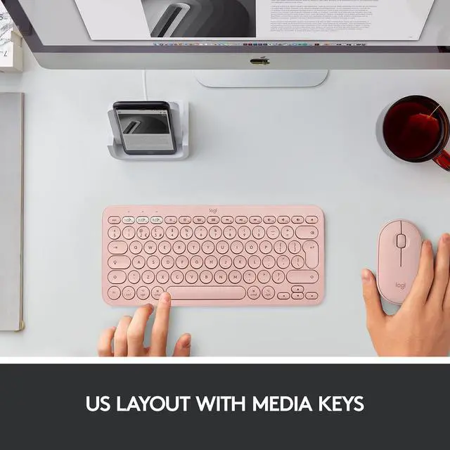 Alt view image 6 of 7 - Logitech K380 Multi-device Bluetooth Keyboard - Rose