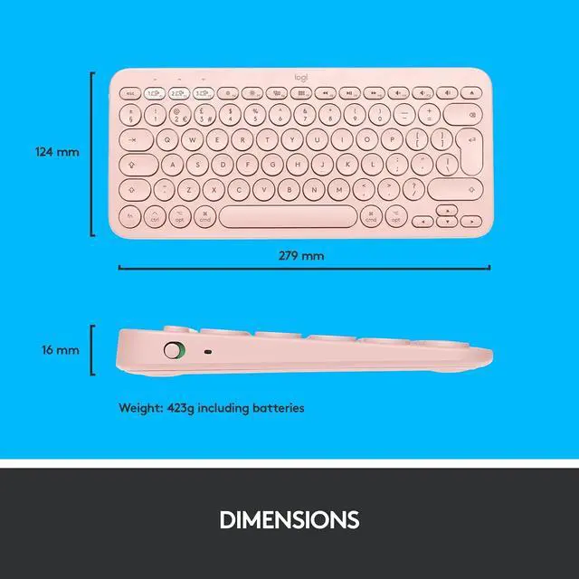 Alt view image 7 of 7 - Logitech K380 Multi-device Bluetooth Keyboard - Rose