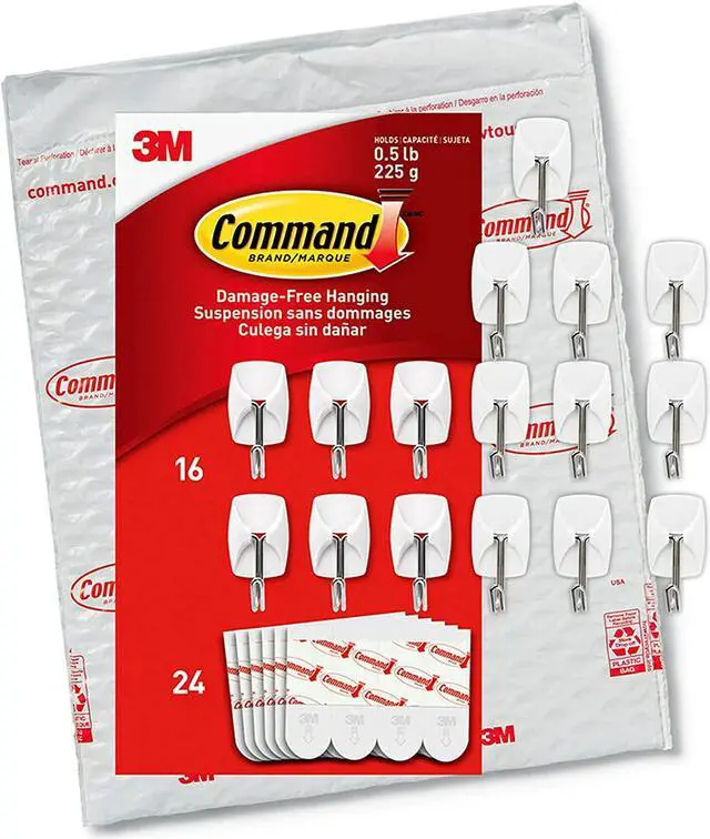 Main image of Command Organize Damage-Free, Small Wire Hooks, White, 16-Hooks, 24-Strips