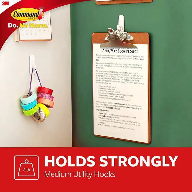 Alt view image 3 of 7 - Command Medium Utility Hooks Mega Pack, White, 20-Hooks, 24-Strips