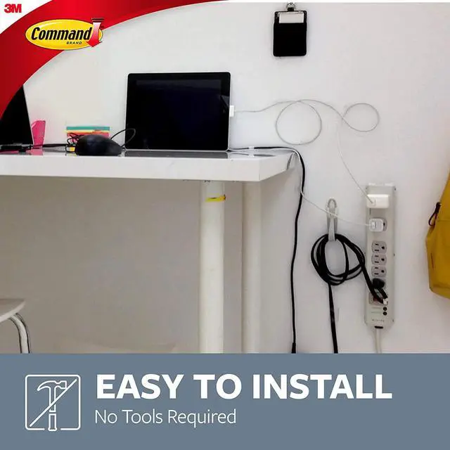 Alt view image 4 of 7 - Command Cord Bundlers, Damage Free Hanging Cord Organizer, 6 Gray Cord Bundlers and 12 Command Strips