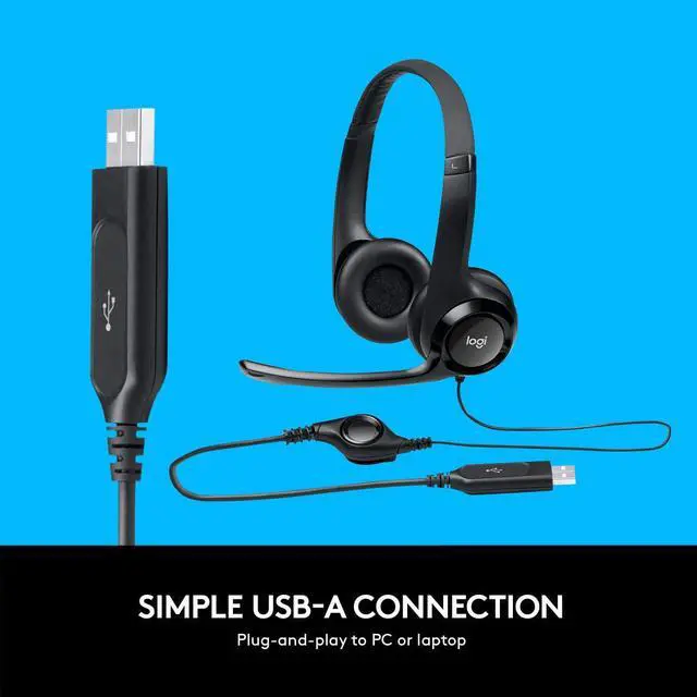Alt view image 6 of 6 - Logitech USB Wired Headset with Noise Cancelling Microphone
