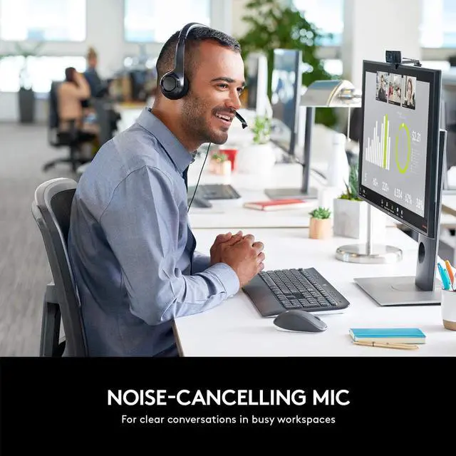 Alt view image 2 of 6 - Logitech USB Wired Headset with Noise Cancelling Microphone