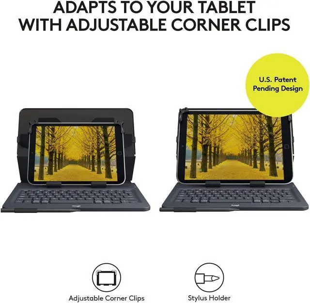 Alt view image 6 of 7 - Logitech Universal Folio with Integrated Bluetooth 3.0 Keyboard for 9-10" Apple, Android, Windows Tablets