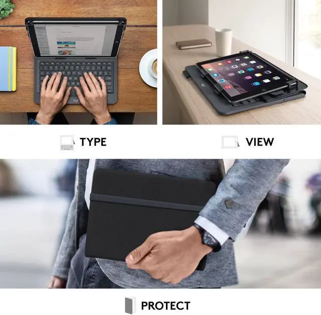 Alt view image 3 of 7 - Logitech Universal Folio with Integrated Bluetooth 3.0 Keyboard for 9-10" Apple, Android, Windows Tablets