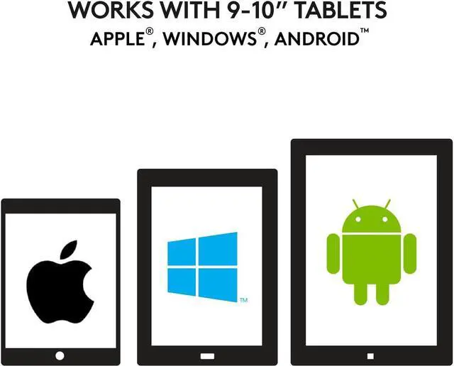 Alt view image 5 of 7 - Logitech Universal Folio with Integrated Bluetooth 3.0 Keyboard for 9-10" Apple, Android, Windows Tablets