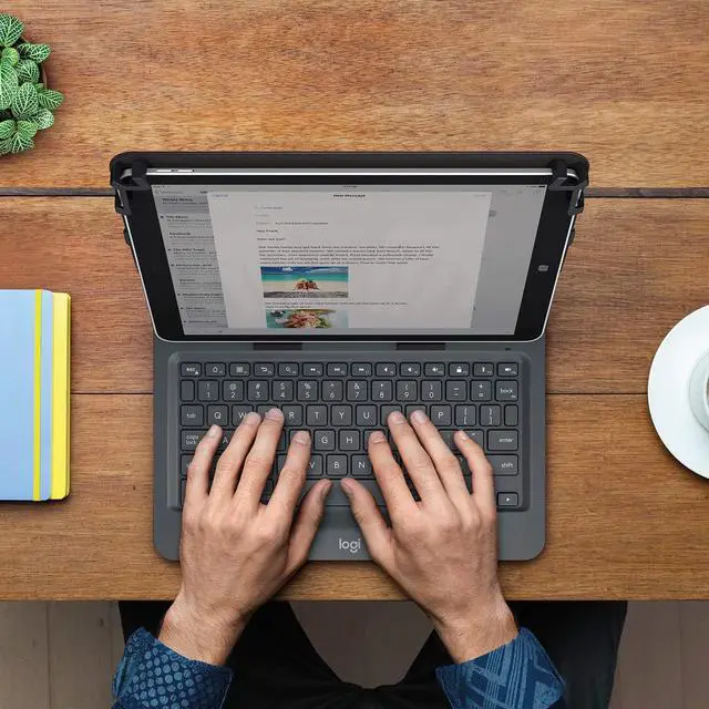 Alt view image 2 of 7 - Logitech Universal Folio with Integrated Bluetooth 3.0 Keyboard for 9-10" Apple, Android, Windows Tablets