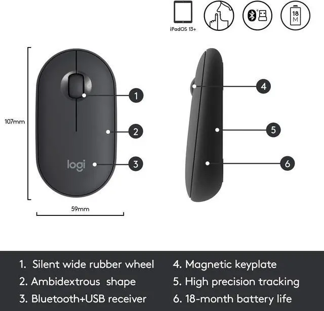 Alt view image 6 of 7 - Logitech Wireless Bluetooth Keyboard and Mouse Combo - Slim Portable Design