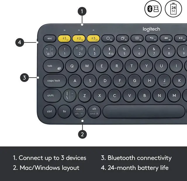 Alt view image 5 of 7 - Logitech Wireless Bluetooth Keyboard and Mouse Combo - Slim Portable Design